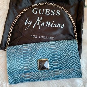 Guess by Marciano - faux blue snakeskin clutch